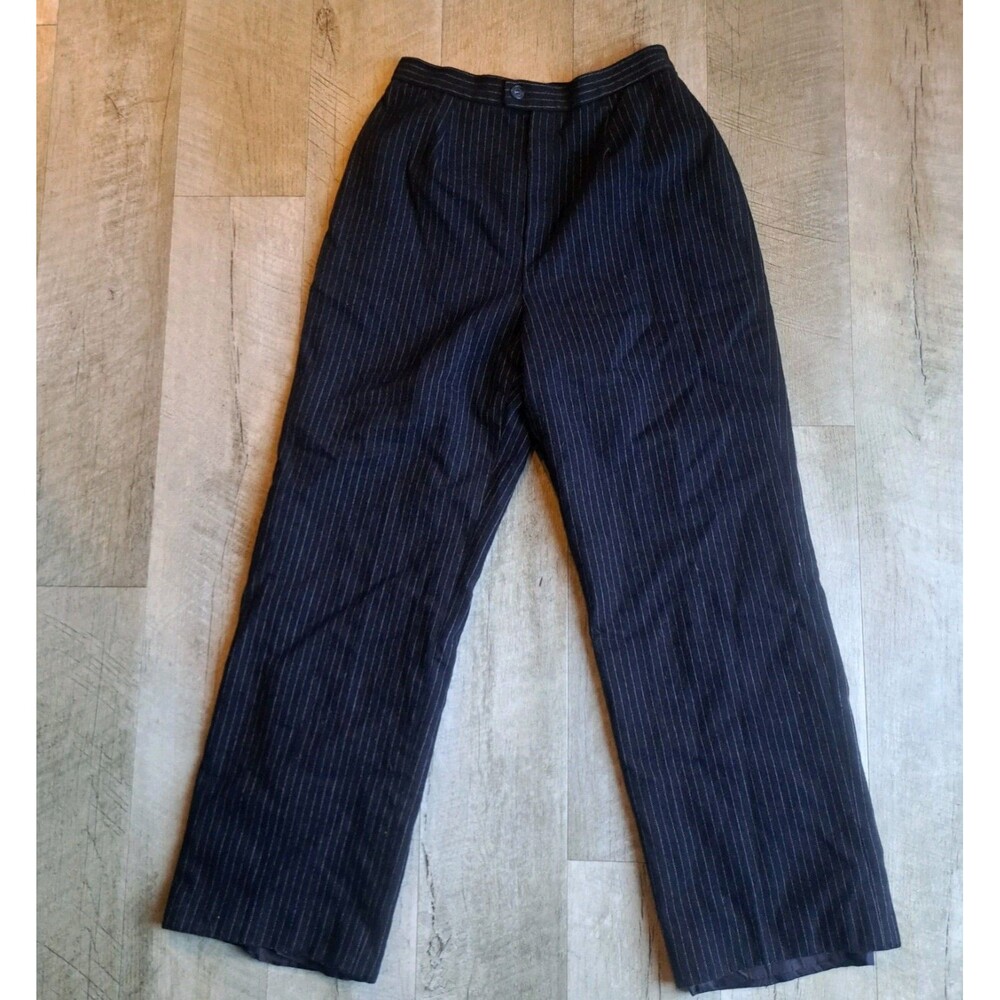 Vintage Hunt Valley Wool Blend Size 0 XS Pin Stripe Black Pants High Waisted 70s